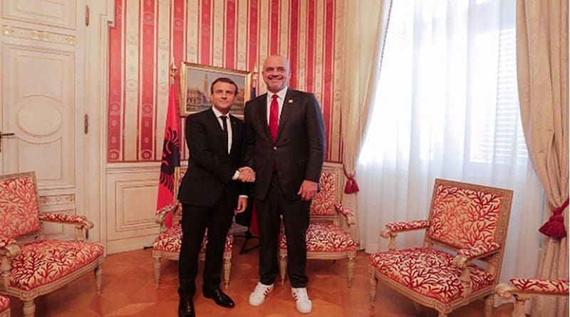 Albanian PM Edi Rama with French President, Emmanuel Macron on July 12. Photo: Rama's Facebook page