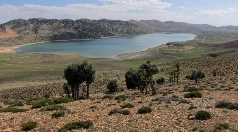 The Lake Sidi Ali is located in the Moroccan Middle Atlas at 2,080 meters above sea-level. The position of the lake is in the North Saharan desert margin. Credit Photo by Sidi Ali dust research group