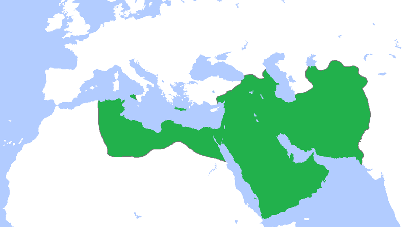 Map of the Abbasid Caliphate at its greatest extent, c. 850. Source: Wikipedia Commons.