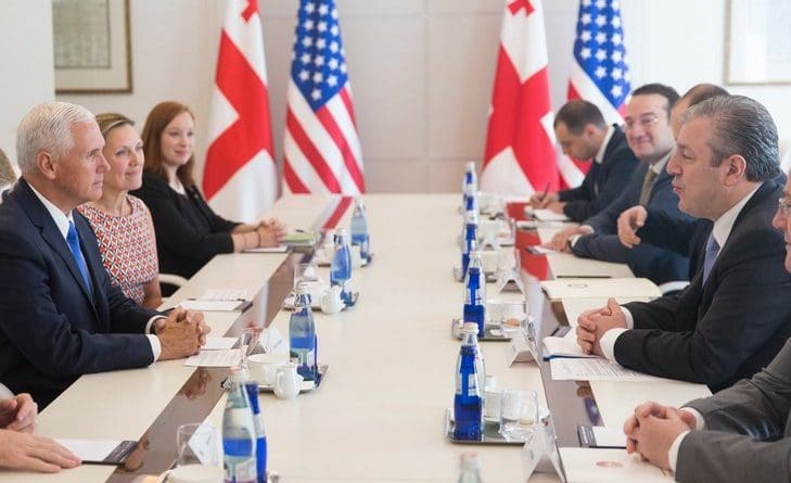 US Vice President Mike Pence with Georgia's PM Giorgi Kvirikashvili. Photo Credit: White House.