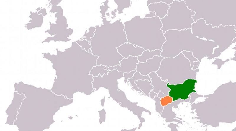 Locations of Bulgaria (green) and Macedonia (orange). Source; Wikipedia Commons.