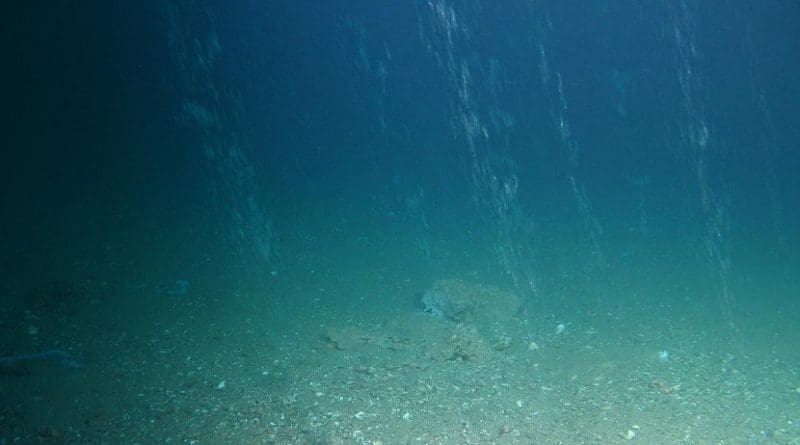 This is methane gas leakage near a well. Credit ROV KIEL6000, GEOMAR.