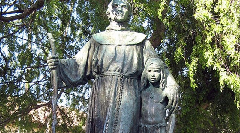 Statue of St. Junípero Serra in the Memory Garden of Brand Park, Los Angeles, California. Photo by Geographer, Wikipedia Commons.