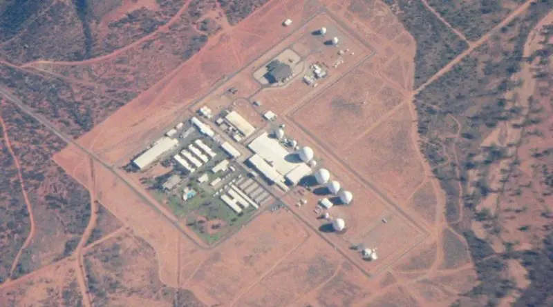The joint Australia/USA communications facility at Pine Gap near Alice Springs in Central Australia. Photo by Skyring, Wikipedia Commons.