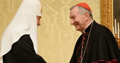 Holiness Patriarch Kirill of Moscow and All Russia met with the Secretary of State of the Holy See, Cardinal Pietro Parolin. Photo Credit: Russian Orthodox Church DECR Communication Service.