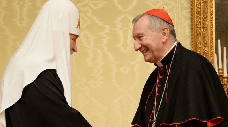 Holiness Patriarch Kirill of Moscow and All Russia met with the Secretary of State of the Holy See, Cardinal Pietro Parolin. Photo Credit: Russian Orthodox Church DECR Communication Service.