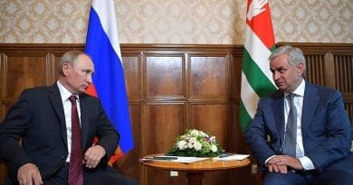 Russia's President Vladimir Putin meets with President of Abkhazia Raul Khadjimba. Credit: Kremlin.ru