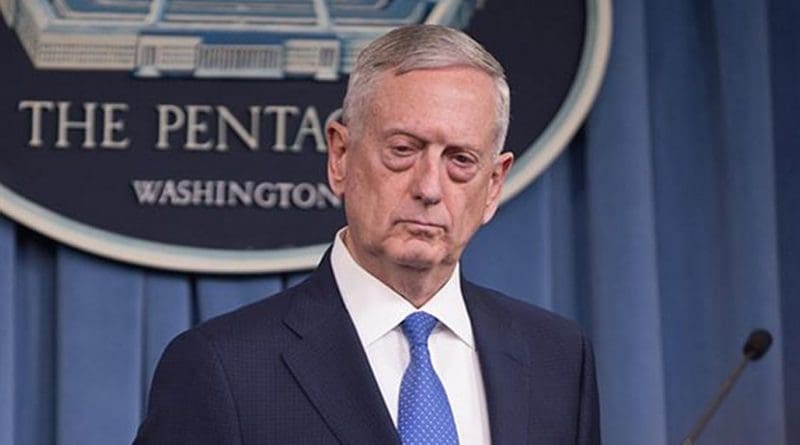 File Photo of US Defense Secretary Jim Mattis conducting a news conference at the Pentagon. DoD photo by Army Sgt. Amber I. Smith.