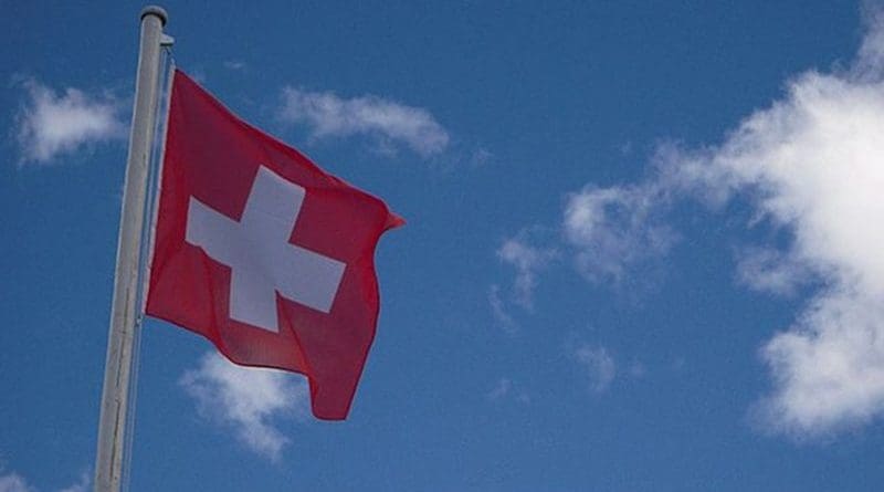 Flag of Switzerland. Photo by BKP, Wikimedia Commons.