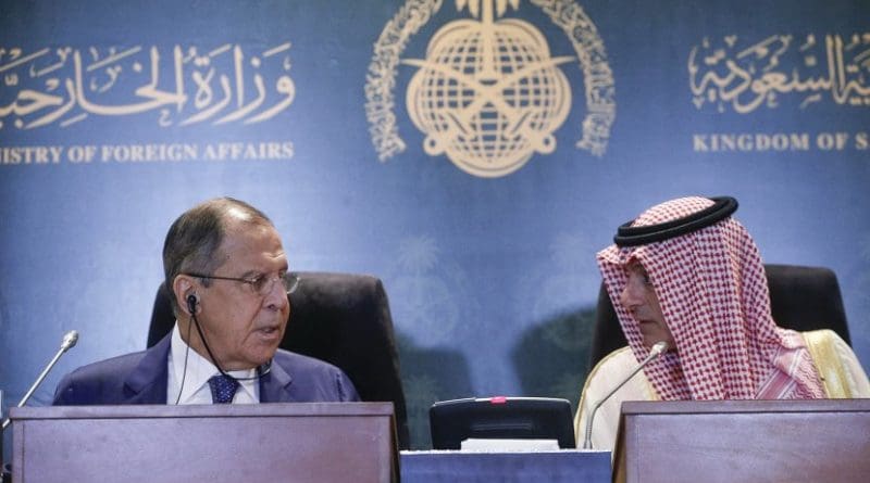 Russia's Foreign Minister Sergey Lavrov’s with Foreign Minister of the Kingdom of Saudi Arabia Adel Al-Jubeir. Photo Credit: Russia Foreign Ministry.