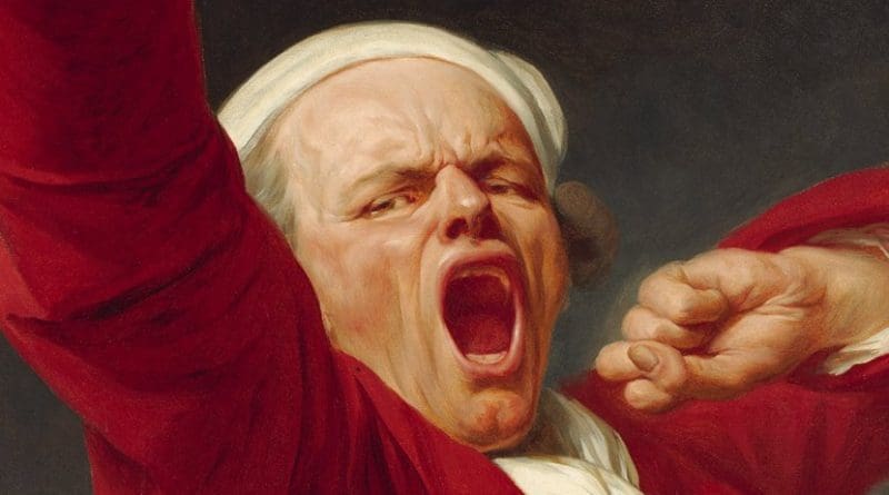 Detail of "Self-Portrait, Yawning" by Joseph Ducreux