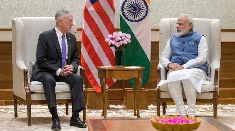 Defense Secretary Jim Mattis meets with Indian Prime Minister Narendra Modi in New Delhi, Sept. 26, 2017. DoD photo by Air Force Staff Sgt. Jette Carr