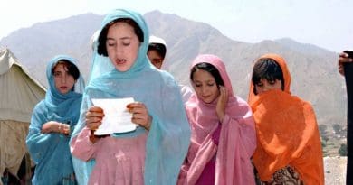An Afghan school girl sings a prayer in celebration and for blessing. Photo Credit: US Army, Wikipedia Commons.