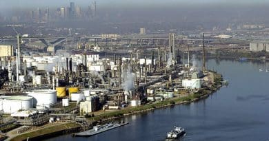 The Port of Houston, Texas with refineries in foreground. Photo by United States Coast Guard, PA2 James Dillard, Wikimedia Commons.