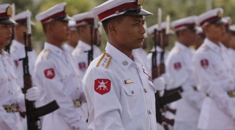 Myanmar (Burma) Army Honour Guard. Photo by Peerapat Wimolrungkarat, Thai Government photographer, Wikipedia Commons.