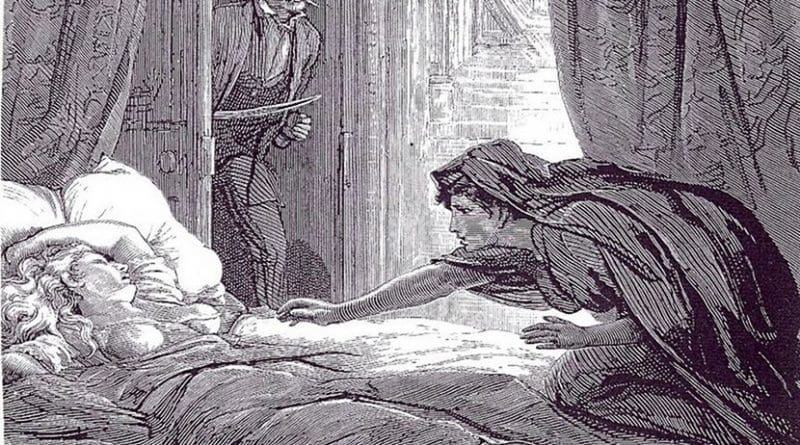 Illustration in Carmilla, Joseph Sheridan Le Fanu's vampire story. Author: David Henry Friston (1820–1906), Wikimedia Commons.