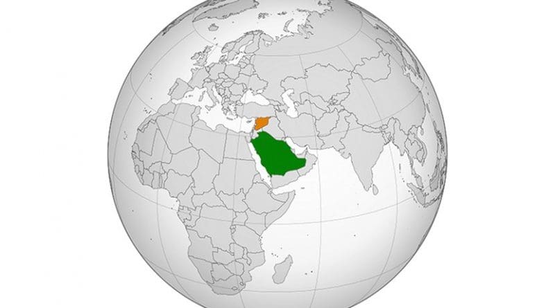 Locations of Saudi Arabia and Syria. Source: Wikipedia Commons.