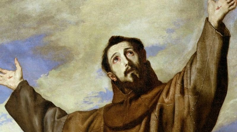 St Francis of Assisi in detail of painting by Jusepe de Ribera. Source: WIkipedia Commons.