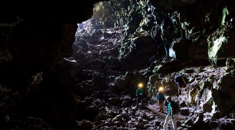 ESA Astronauts training in terrestrial lava tubes in Lanzarote during the PANGEA 2016 course. Credit: ESA/S. Sechi