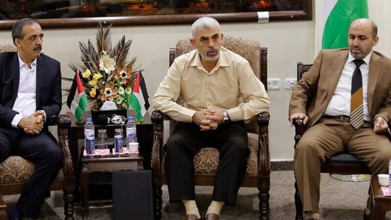 Hamas Gaza chief Yahya al-Sinwar (center). File photo credit: Hamas.