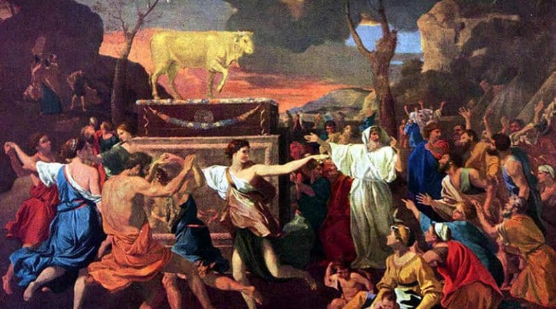 The Adoration of the Golden Calf by Nicolas Poussin. Source: Wikipedia Commons.