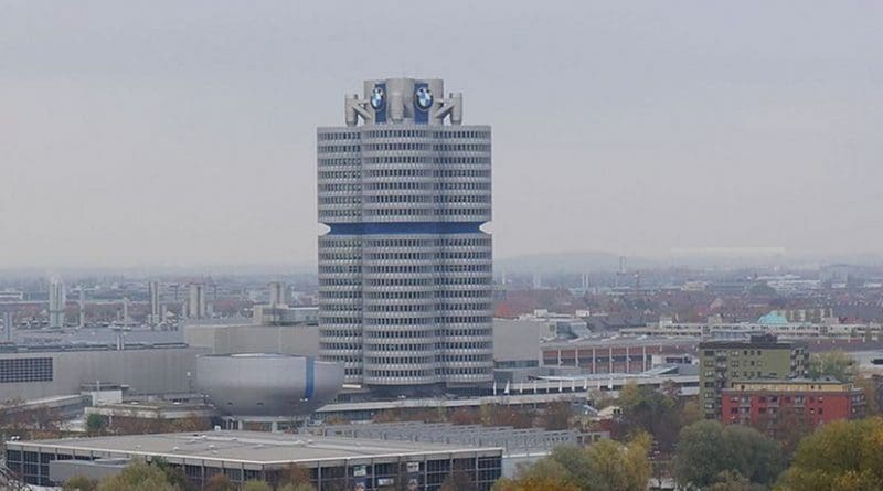 BMW Headquarters in Munich, Germany. Photo by Berlinuno, Wikipedia Commons.