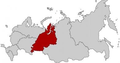 Location of Ural Federal District in Russia. Source: Wikipedia Commons.