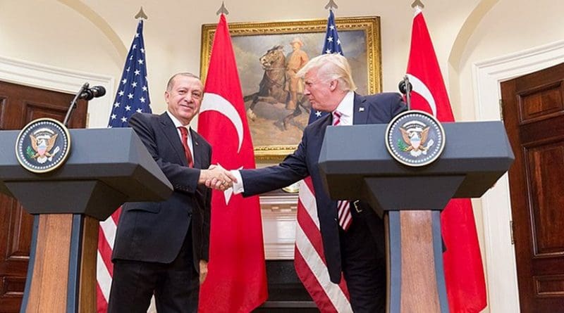 US President Donald Trump and President Erdoğan give a joint statement in the Roosevelt Room at the White House, Tuesday, May 16, 2017 in Washington, D.C. Photo by Shealah Craighead, White House.