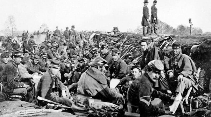 Union soldiers before Marye's Heights, Second Fredericksburg. Photo by A. J. Russell, Wikipedia Commons.