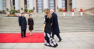 US President Donald J. Trump and First Lady Melania Trump arrive in China and greeting by China's President Xi Jinping and First Lady Peng Liyuan,| November 8, 2017 (Official White House Photo by Shealah Craighead)