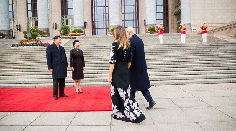 US President Donald J. Trump and First Lady Melania Trump arrive in China and greeting by China's President Xi Jinping and First Lady Peng Liyuan,| November 8, 2017 (Official White House Photo by Shealah Craighead)