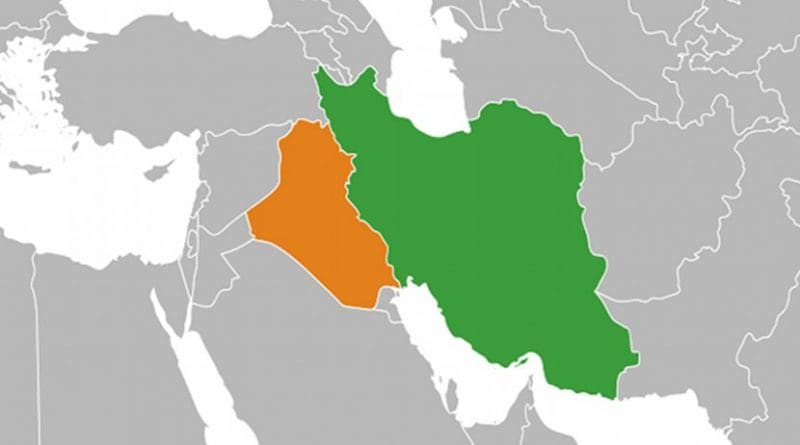 Locations of Iran (green) and Iraq (orange). Source: WIkipedia Commons.