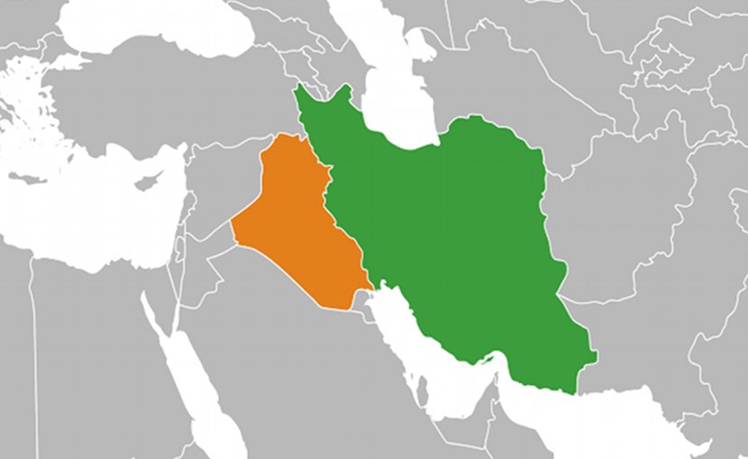 Locations of Iran (green) and Iraq (orange). Source: WIkipedia Commons.