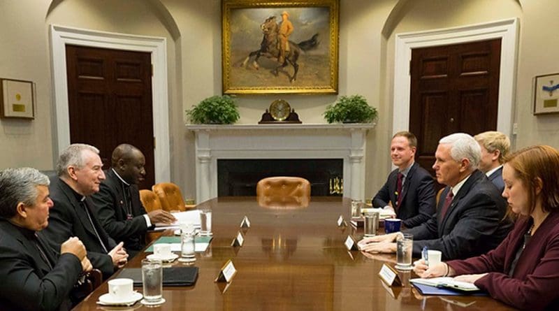 US Vice President Mike Pence meets Holy See Secretary of State Cardinal Pietro Parolin at the White House. Photo Credit: White House.