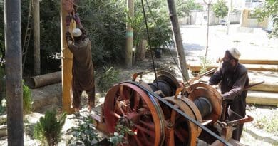 Heavy piling and digging for a new well at the rented house Zekerullah stayed in. Photo by Dr Hakim