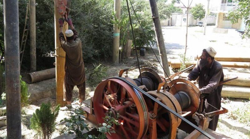 Heavy piling and digging for a new well at the rented house Zekerullah stayed in. Photo by Dr Hakim