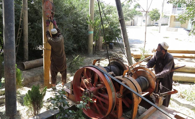 Heavy piling and digging for a new well at the rented house Zekerullah stayed in. Photo by Dr Hakim