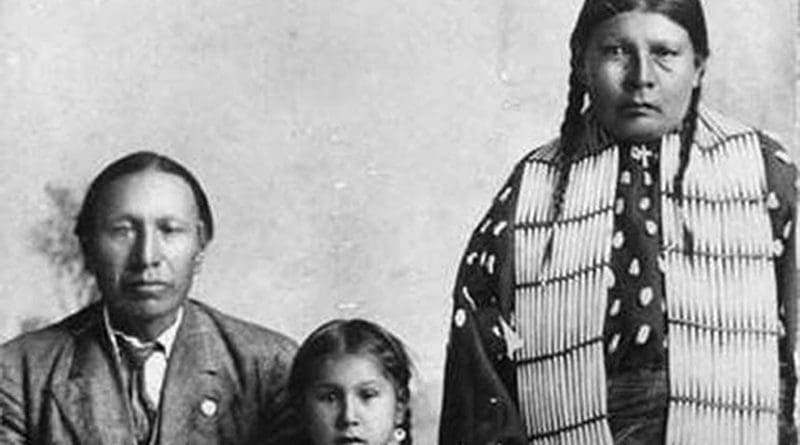 Black Elk, daughter Lucy Black Elk and wife Anna Brings White. Public Domain.