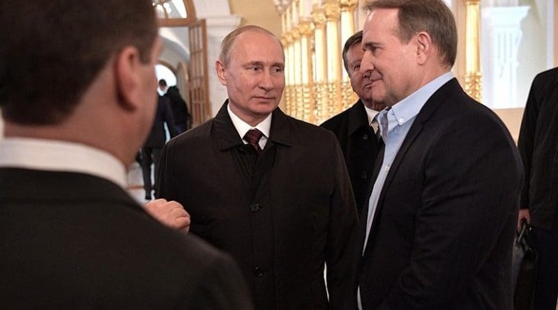 Russia's President Vladimir Putin's visit to the Voskresensky New Jerusalem Monastery with Leader of the Ukrainian Choice – People’s Right movement Viktor Medvedchuk (right). Photo Credit: Kremlin.ru