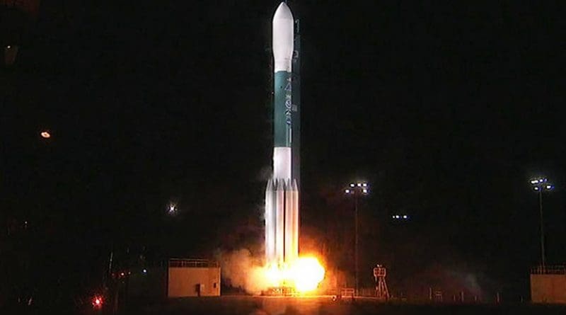 At Vandenberg Air Force Base's Space Launch Complex 2, the Delta II rocket engines roar to life. The 1:47 a.m. PST (4:47 a.m. EST), liftoff begins the Joint Polar Satellite System-1, or JPSS-1, mission. JPSS is the first in a series four next-generation environmental satellites in a collaborative program between NOAA and NASA. Credits: NASA