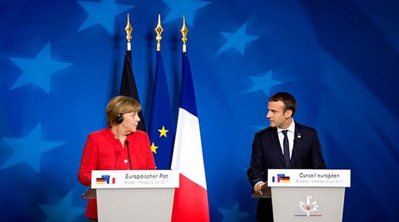 Germany's Angela Merkel and France's Emmanuel Macron. Photo Credit: European Council
