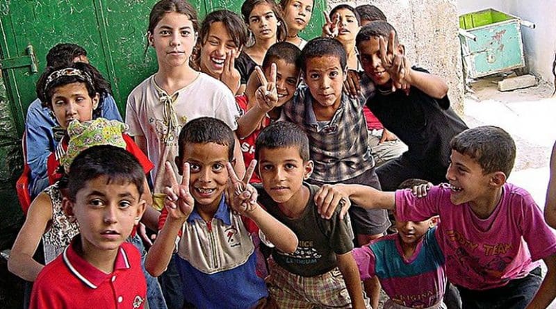 Palestinian children. Photo by Tarek, Wikipedia Commons.