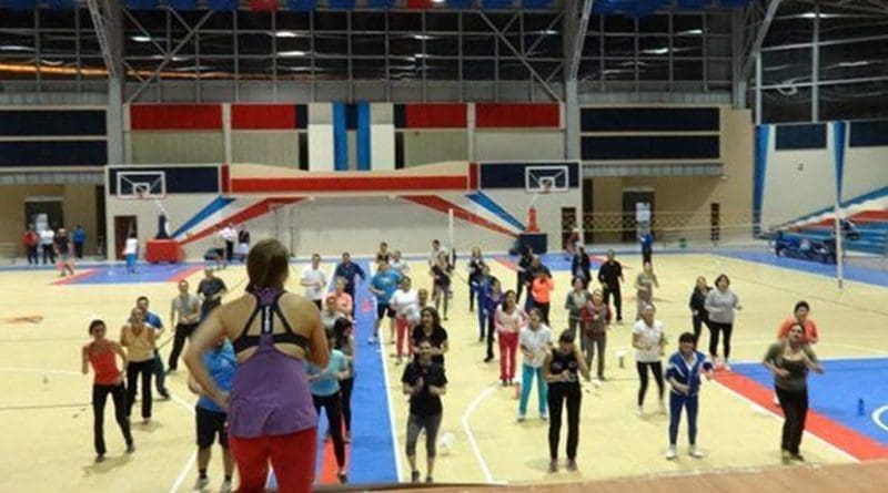 One of the Zumba sessions the researchers carried out during 5 weeks for the university staff. Credit University of Granada