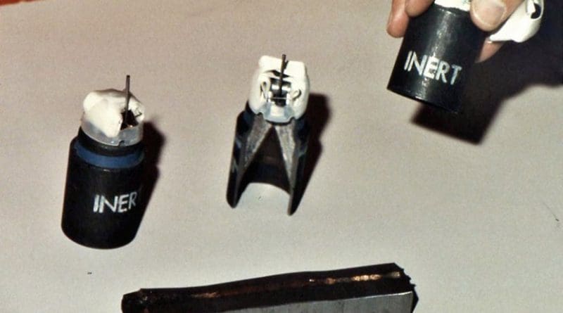 M77 submunition bomblets, example of a type of cluster munition. Source; WIkipedia Commons.