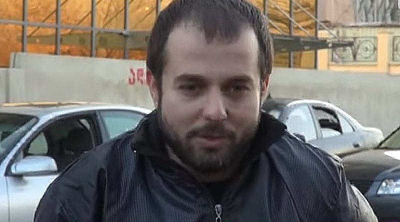 Ahmed Chatayev speaking to reporters following his release. Tbilisi, December 6, 2012. Photo: screengrab from info 9