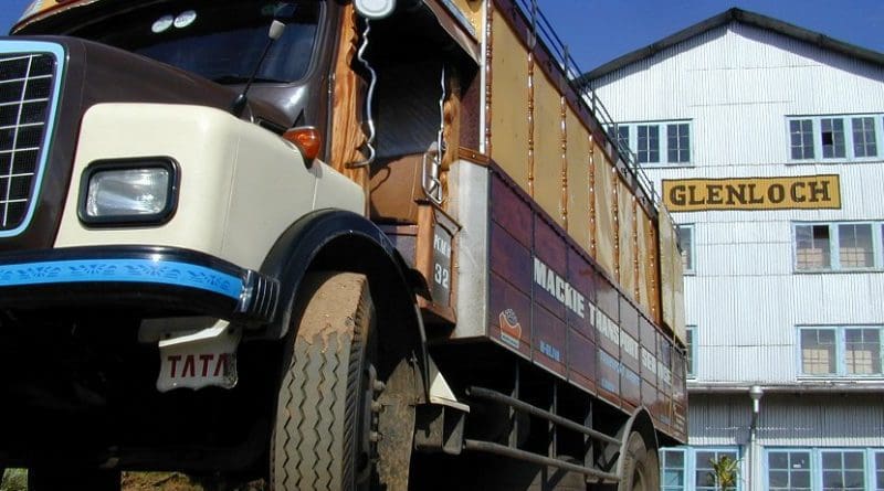 Truck outside Sri Lanka tea factory.