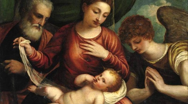 Detail of Holy Family with an Angel, c. 1540, by Polidoro da Lanciano