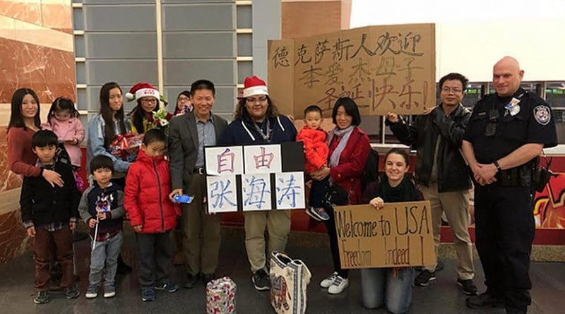 Li Aijie and her son Li Mutian arrived at Midland, Texas. Photo Credit: ChinaAid.