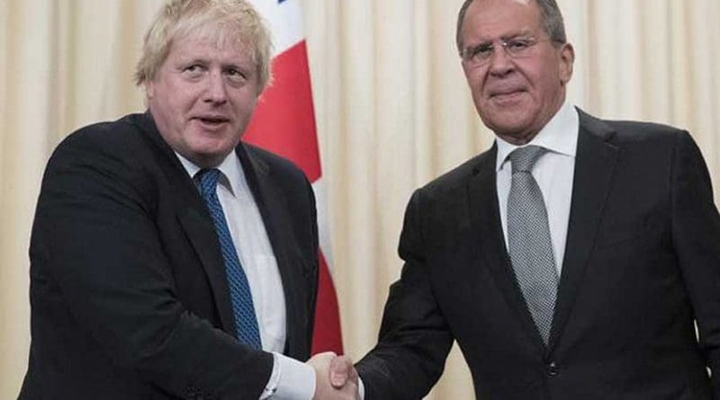 UK's Boris Johnson and Russia's Sergey Lavrov.