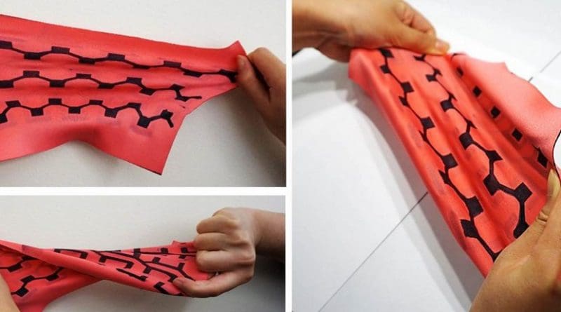 This entirely textile-based, bacteria-powered bio-battery could one day be integrated into wearable electronics. Credit Seokheun Choi